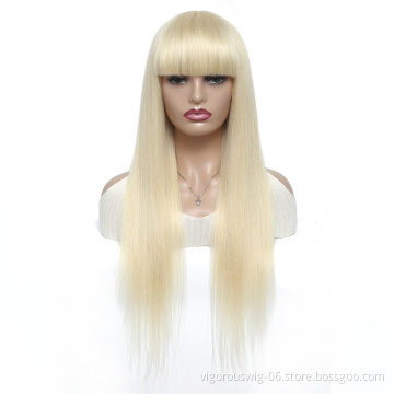 Vigorous weaves wet and wavy peruvian and raw mink brazilian 613 glueless wig with bang 100% human kinky straight hair